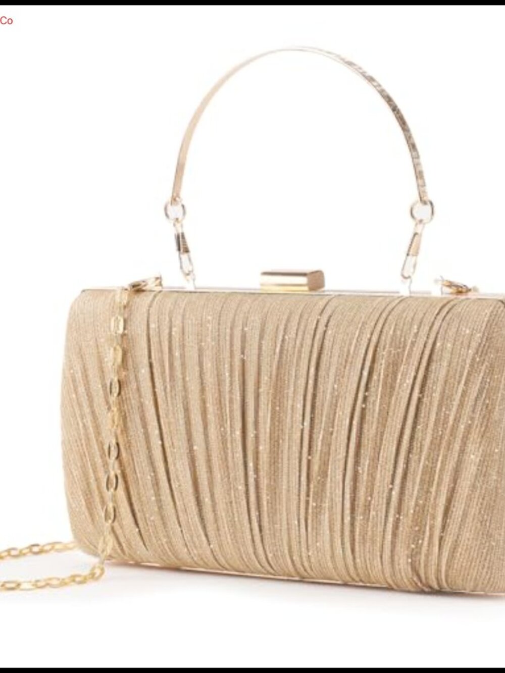Pleated Evening Clutch with Chain Strap for Prom Wedding Party